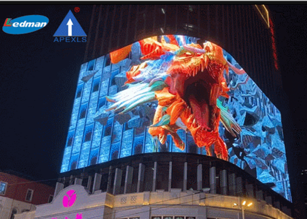 康硕展裸眼3D案例：广州新大新1200m² P6 8K超高清裸眼3D曲面屏