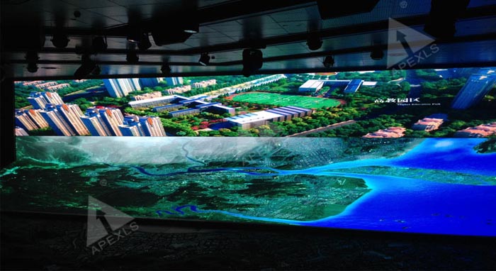 欧海规划展览馆室内LED显示屏案例，型号P6，面积149平方米